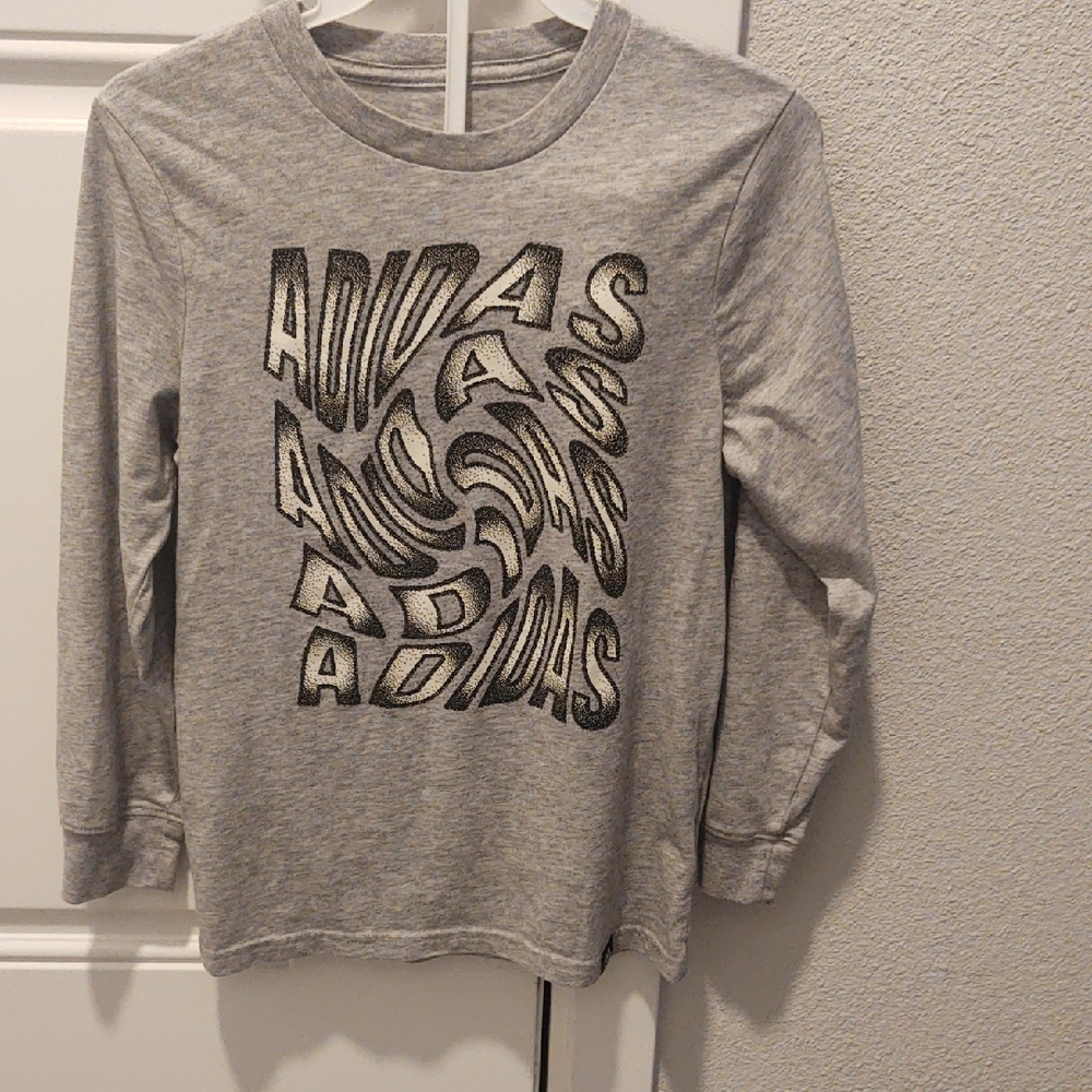 Adidas Boy's Heather Gray Long Sleeve Tee